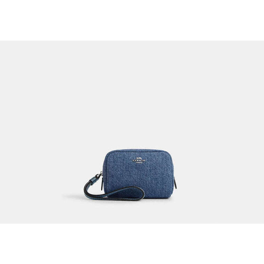 Coach Blue Denim Wristlet Clutch